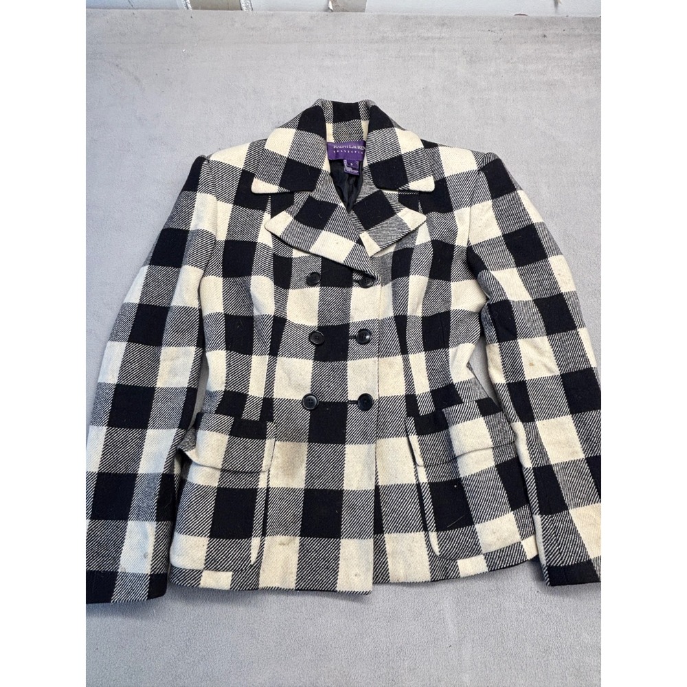 Ralph Lauren Purple Label Wool Cashmere Buffalo Plaid Blazer Jacket 6 USA